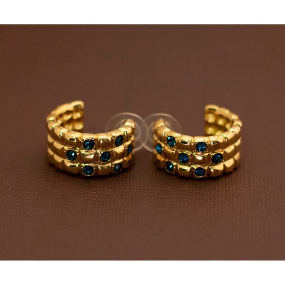 Vintage Gold Tone Emperor's Hawk Claws Hoop Earrings by Avon - U4 - Picture 1 of 3